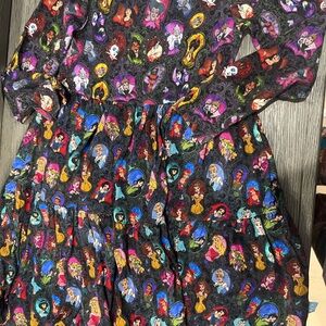 Girls Black Multicolor Character Print Casual Dress - Brand Unknown